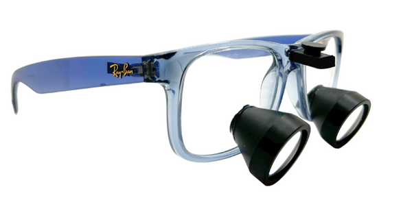 2.5 Mini TTL Loupe on Ray-Ban Justin Frame